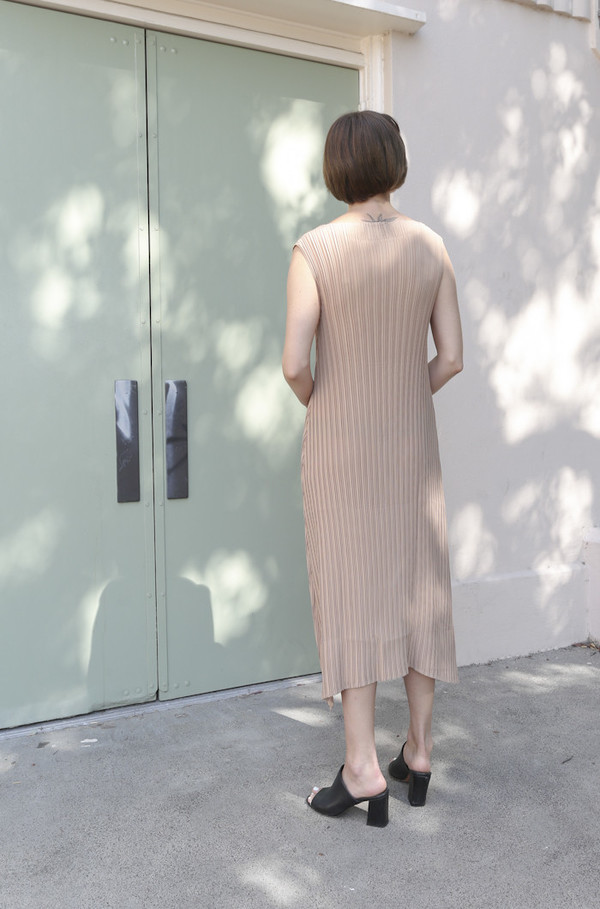 Objects Without Meaning Knife Pleat Dress in Nude Objects Without Meaning Knife Pleat Dress in Nude