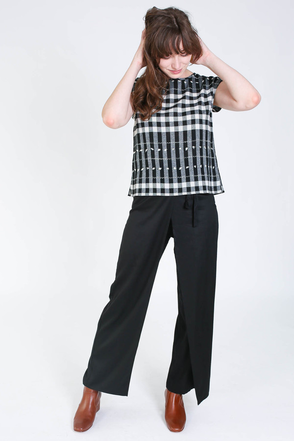 Svilu Base top in black/white check Svilu Base top in black/white check