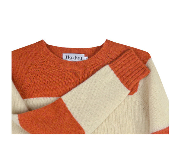HARLEY OF SCOTLAND - STRIPED SWEATER - MEDIUM ONLY HARLEY OF SCOTLAND - STRIPED SWEATER - MEDIUM ONLY