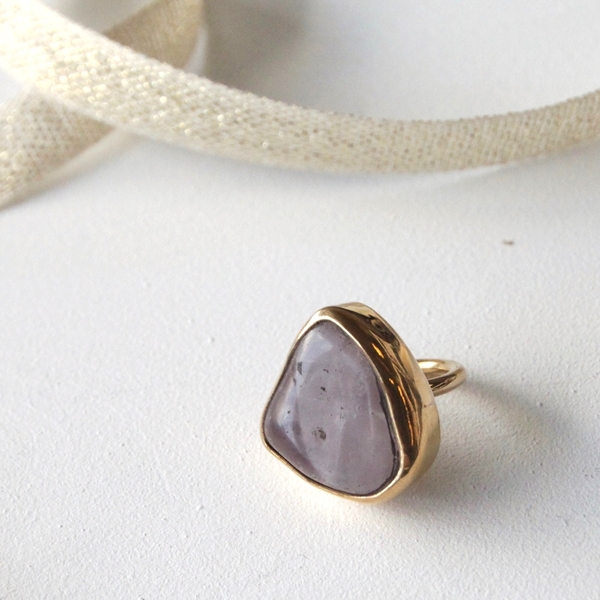 Unknown Rose Quartz Bronze Bezel Ring Unknown Rose Quartz Bronze Bezel Ring