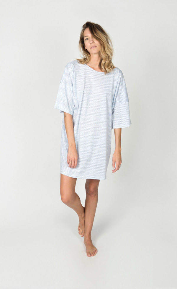 Ilana Kohn Jersey Tee Dress, Blue Checkers Ilana Kohn Jersey Tee Dress, Blue Checkers