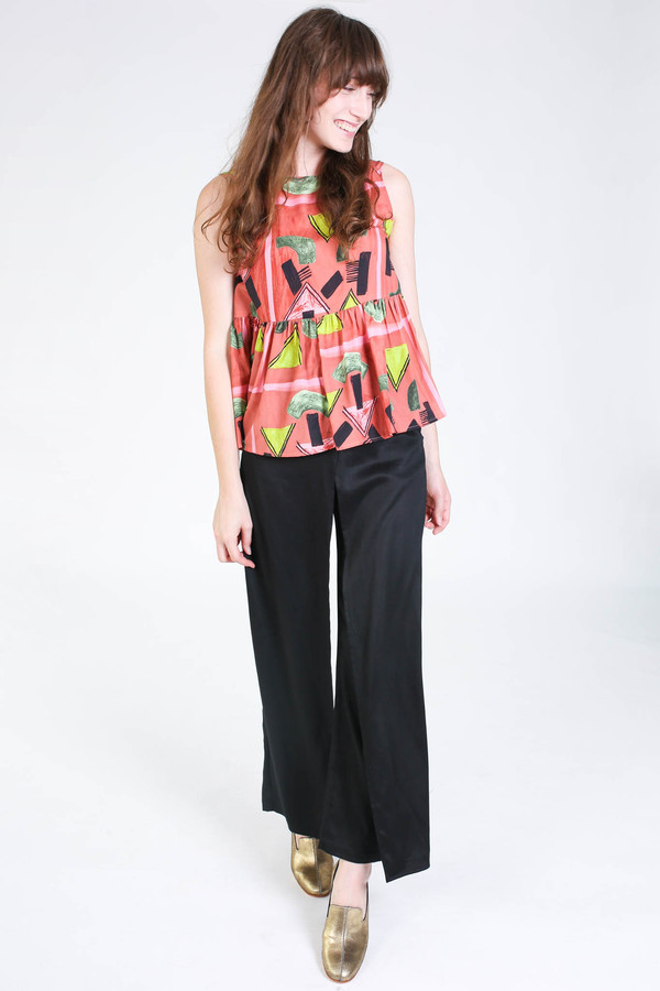 Rachel Comey Sleeveless longfellow top in clay print Rachel Comey Sleeveless longfellow top in clay print