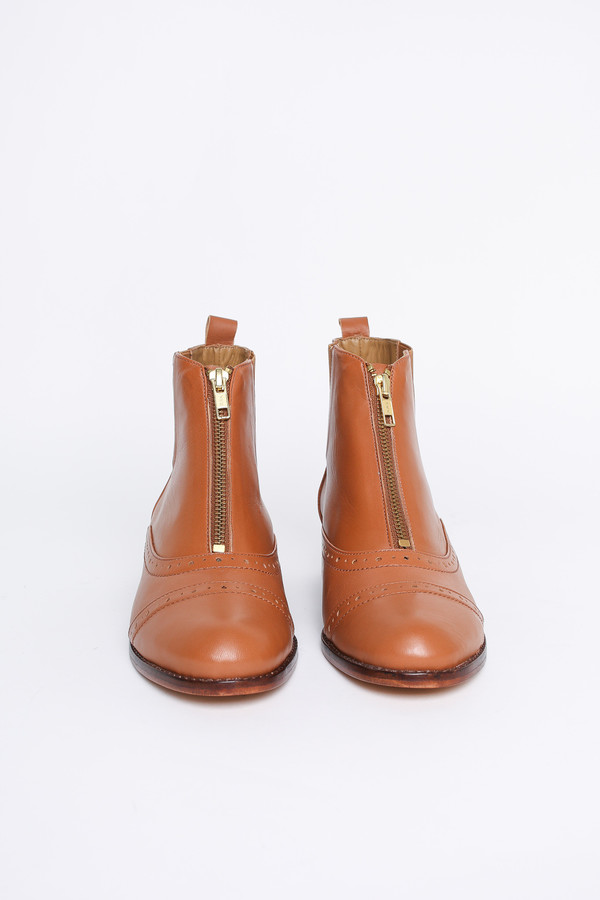 Nina Payne Charli zip-front oxford bootie in cognac Nina Payne Charli zip-front oxford bootie in cognac