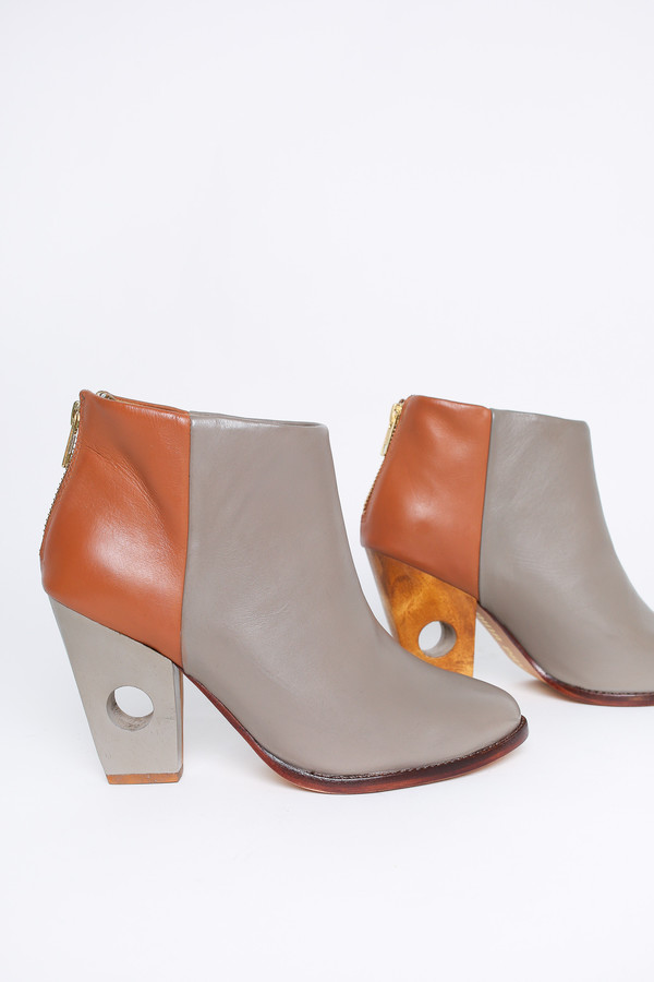 Nina Payne Halsey hole punch boot in grey/cognac Nina Payne Halsey hole punch boot in grey/cognac