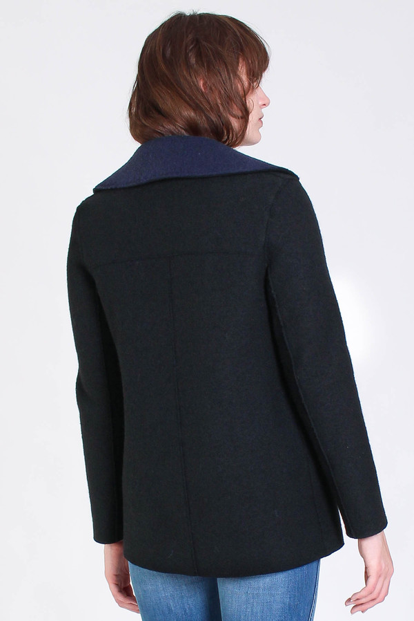 Harris Wharf London Long peacoat with shearling lining in black Harris Wharf London Long peacoat with shearling lining in black