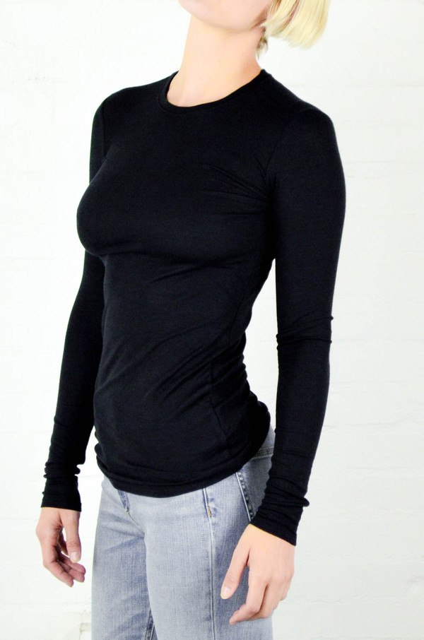 ATM Anthony Thomas Melillo ATM Black Long Sleeve Modal Rib Crew ATM Anthony Thomas Melillo ATM Black Long Sleeve Modal Rib Crew
