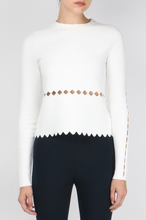 Jonathan Simkhai Slashed Mock Neck Long Sleeve Top Jonathan Simkhai Slashed Mock Neck Long Sleeve Top
