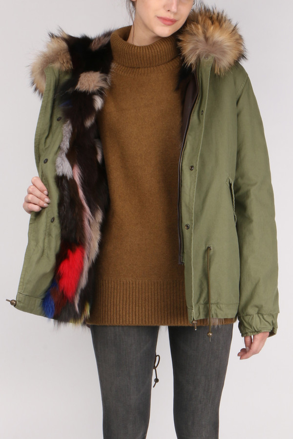Mr & Mrs Italy Canvas Fur-Trimmed Mini Parka Mr & Mrs Italy Canvas Fur-Trimmed Mini Parka