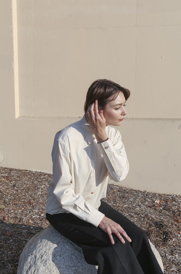 Caron Callahan Jeremy Top in Natural Vintage Poplin Caron Callahan Jeremy Top in Natural Vintage Poplin