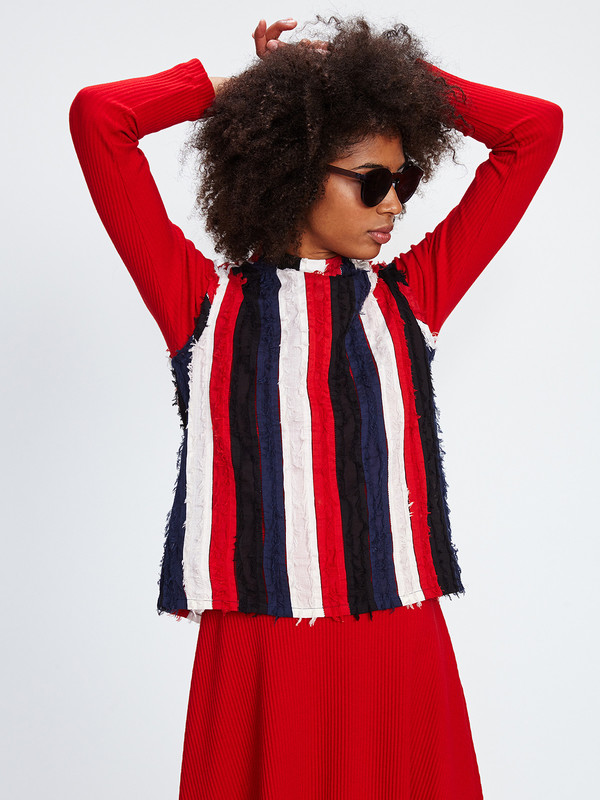 NIKKI CHASIN ARI MOCK NECK TOP / NAVY RED STRIPE NIKKI CHASIN ARI MOCK NECK TOP / NAVY RED STRIPE