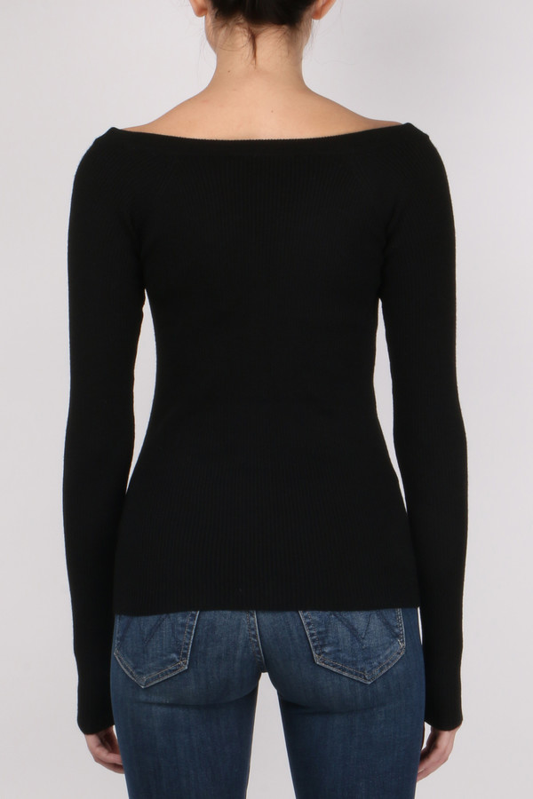 Tibi Merino Rib Decollete Cardigan Tibi Merino Rib Decollete Cardigan