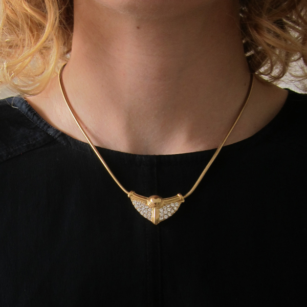 gold rhinestone deco necklace gold rhinestone deco necklace