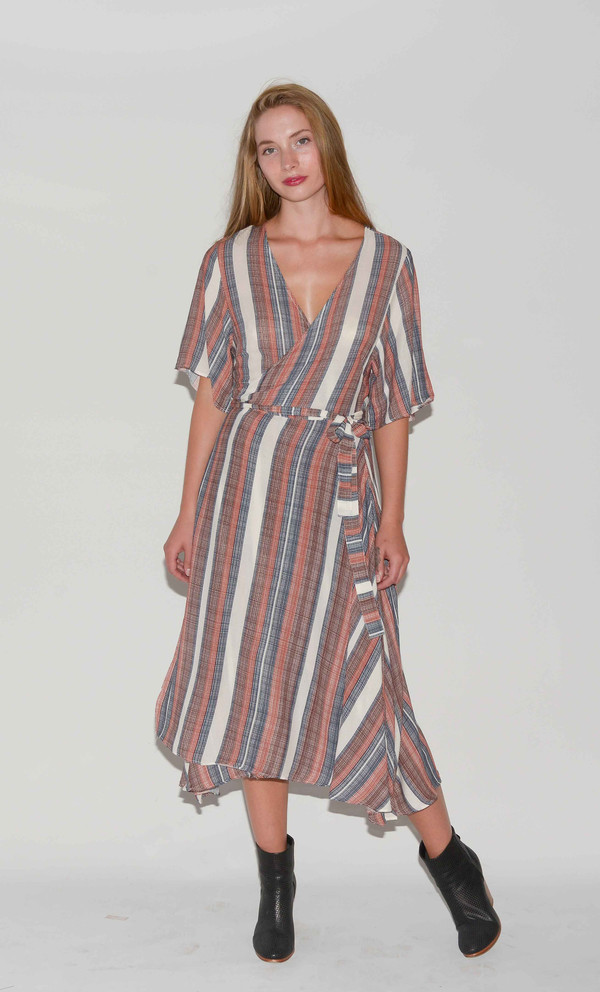 Just Female Striped Wrap Dress Just Female Striped Wrap Dress