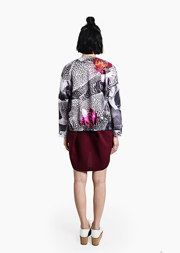 S M K - Grey Orchid Bomber Jacket S M K - Grey Orchid Bomber Jacket