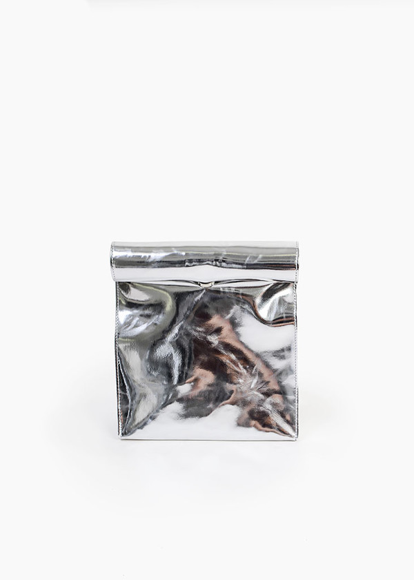 S M K - Silver Foldover Bag S M K - Silver Foldover Bag