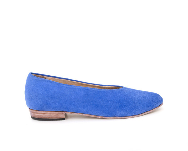 Zou Xou Glove Flat in Azure Suede Zou Xou Glove Flat in Azure Suede