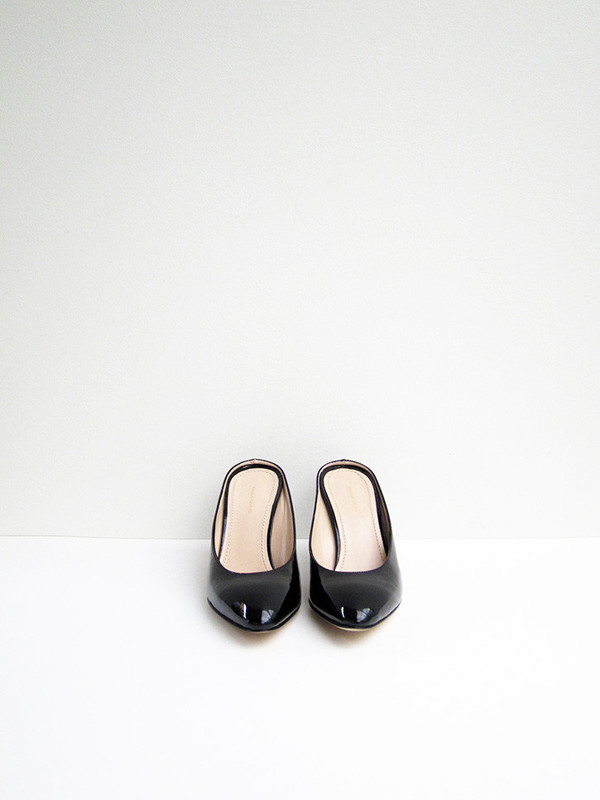 Mansur Gavriel Classic Heel Slipper, Black Patent Mansur Gavriel Classic Heel Slipper, Black Patent