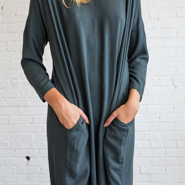 Black Crane Pleated Cocoon Dress Black Crane Pleated Cocoon Dress