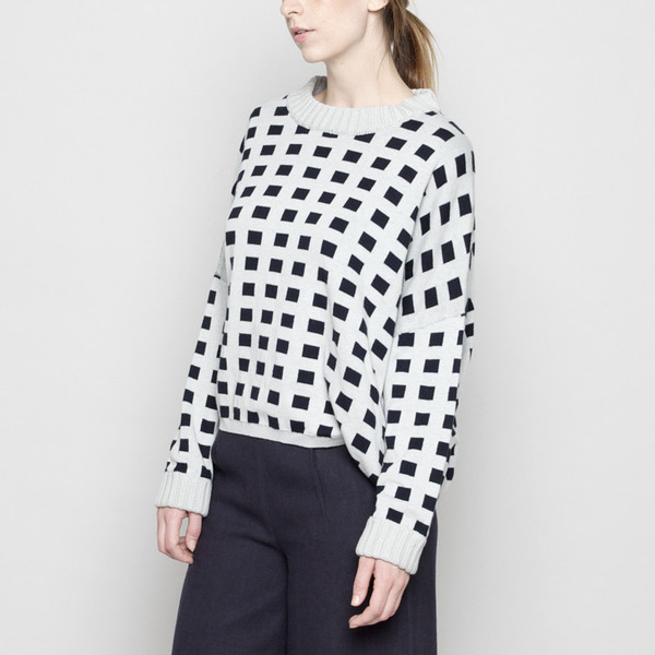 7115 by Szeki Mock-Neck Cotton Plaid Sweater - Mint FW16 7115 by Szeki Mock-Neck Cotton Plaid Sweater - Mint FW16