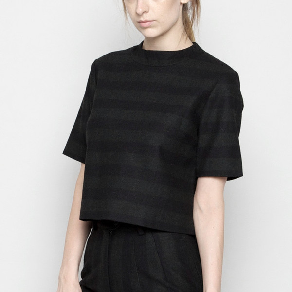 7115 by Szeki Mock-Neck Structured Top - Wool Stripe FW16 7115 by Szeki Mock-Neck Structured Top - Wool Stripe FW16