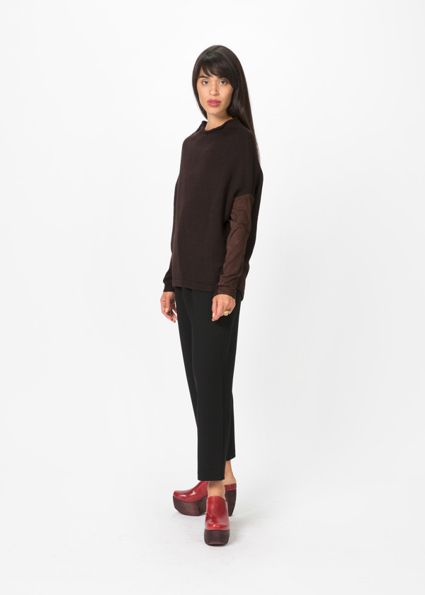 Kristensen du Nord Leather Trim Knit Pullover Kristensen du Nord Leather Trim Knit Pullover