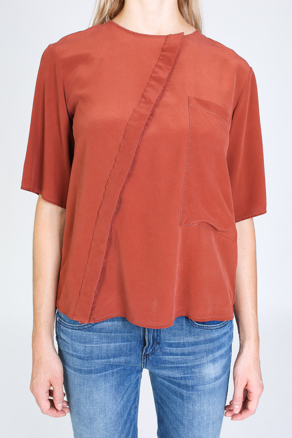 Vincetta Asymmetrical Placket Shirt in sequoia Vincetta Asymmetrical Placket Shirt in sequoia