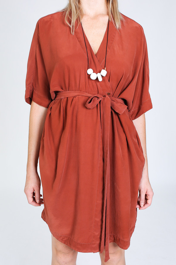 Vincetta Knee Length Kimono Dress in sequoia Vincetta Knee Length Kimono Dress in sequoia