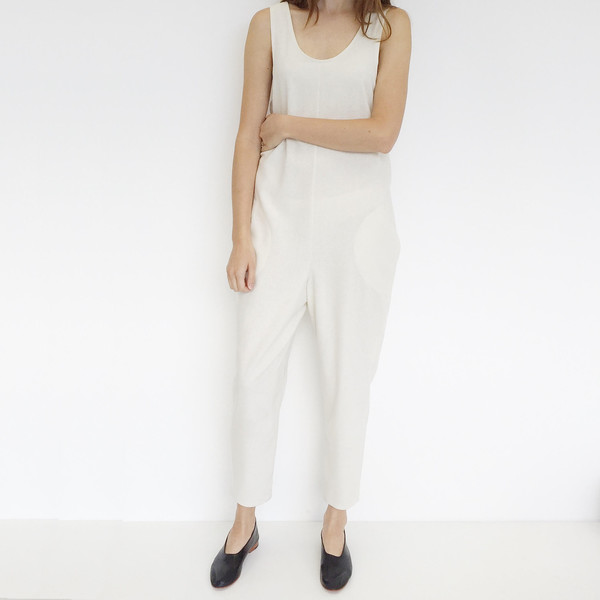 Laurs Kemp Ivory Raw Silk Ulli Jumpsuit Laurs Kemp Ivory Raw Silk Ulli Jumpsuit