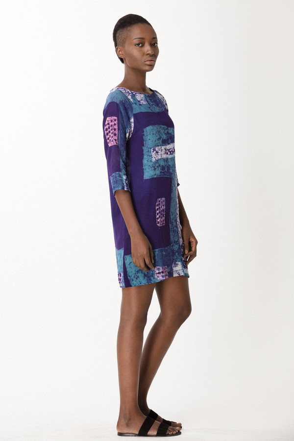 Osei-Duro Linter Dress in Navy Rubics Osei-Duro Linter Dress in Navy Rubics