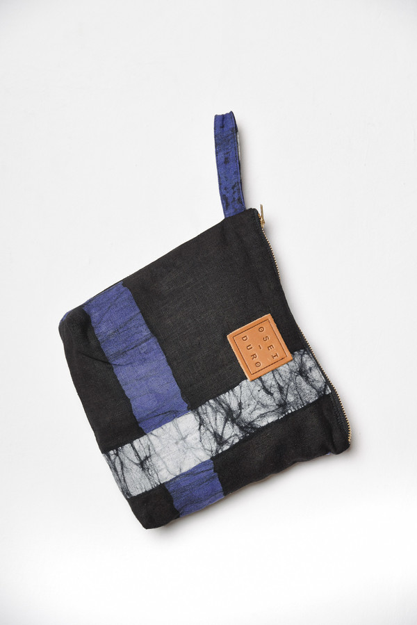 Osei-Duro Stibio Pouch in Cobalt Grid Osei-Duro Stibio Pouch in Cobalt Grid