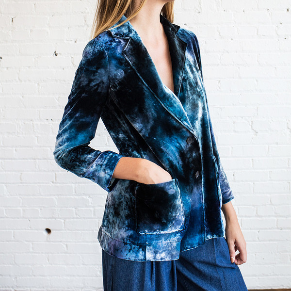Raquel Allegra Single Breasted Velvet Tie Dye Blazer Raquel Allegra Single Breasted Velvet Tie Dye Blazer