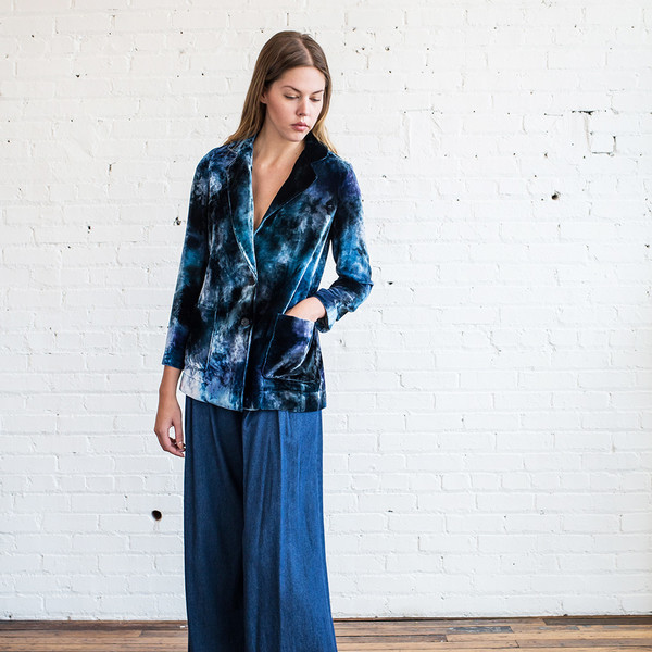 Raquel Allegra Single Breasted Velvet Tie Dye Blazer Raquel Allegra Single Breasted Velvet Tie Dye Blazer
