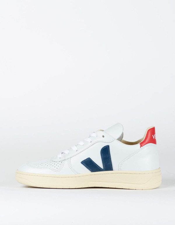 Veja V-10 Leather Sneaker Extra White Nautico Pekin Veja V-10 Leather Sneaker Extra White Nautico Pekin