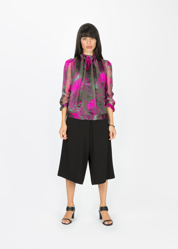 Amelia Toro Satin Stripe Silk Blouse Amelia Toro Satin Stripe Silk Blouse