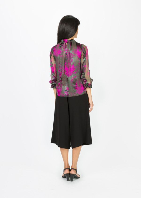 Amelia Toro Satin Stripe Silk Blouse Amelia Toro Satin Stripe Silk Blouse