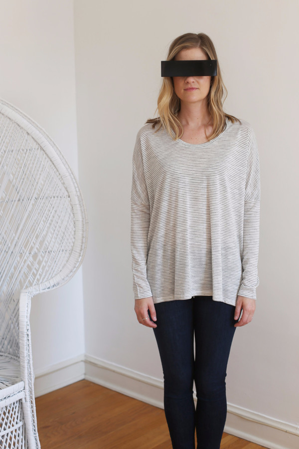 Margaux Lonnberg Ines Long Sleeve Tee in White with Black Stripes Margaux Lonnberg Ines Long Sleeve Tee in White with Black Stripes