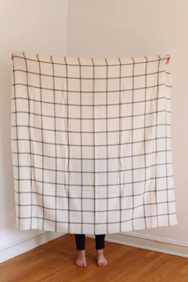 Buji Baja Windowpane Blanket Scarf Ivory Buji Baja Windowpane Blanket Scarf Ivory