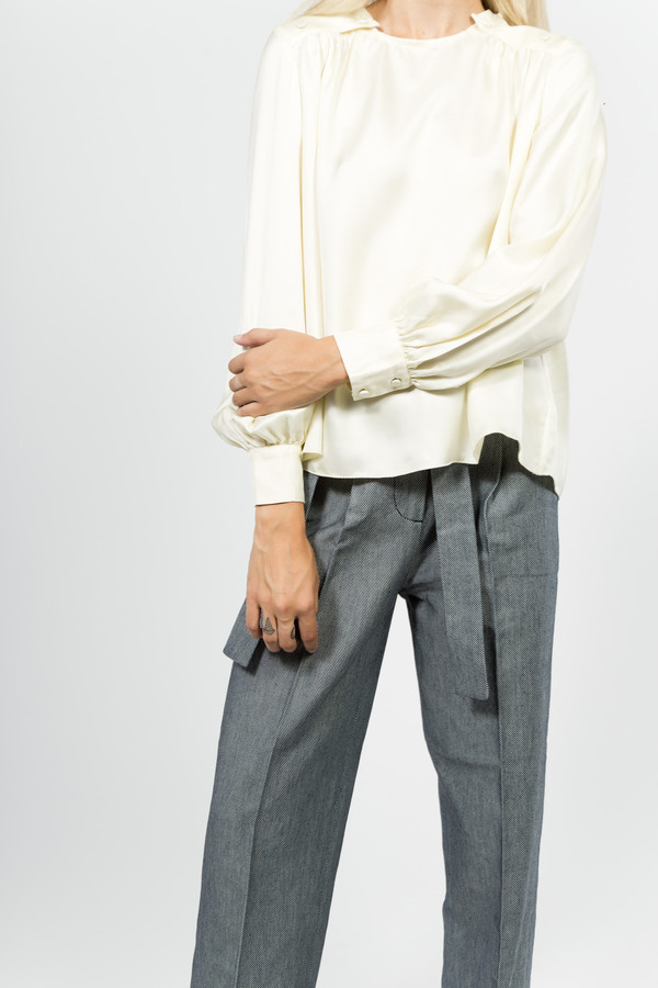 Trademark Silk Twill Shirred Blouse Trademark Silk Twill Shirred Blouse