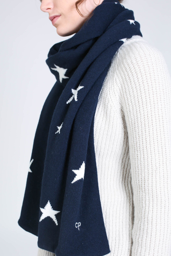 Chinti and Parker Star scarf in navy/cream Chinti and Parker Star scarf in navy/cream