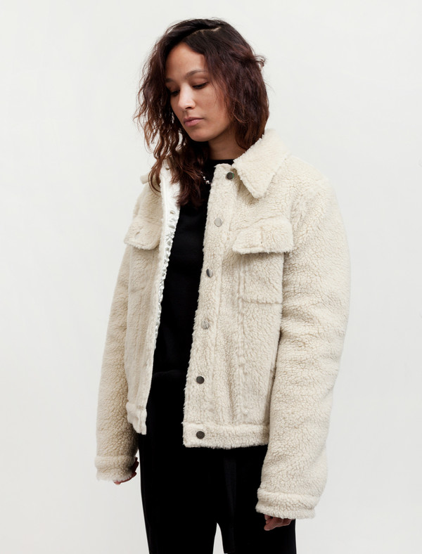 MM6 by Maison Margiela Womens Teddy Bear Denim Jacket - Ecru MM6 by Maison Margiela Womens Teddy Bear Denim Jacket - Ecru