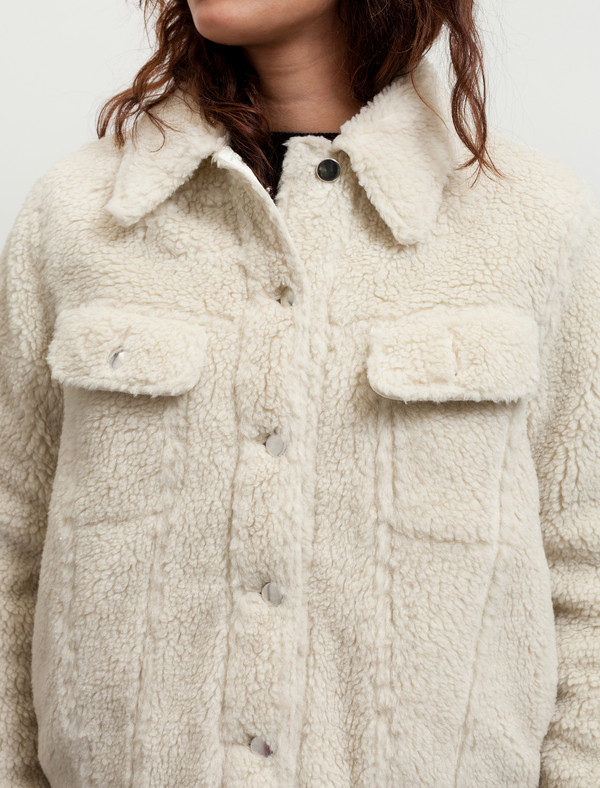 MM6 by Maison Margiela Womens Teddy Bear Denim Jacket - Ecru MM6 by Maison Margiela Womens Teddy Bear Denim Jacket - Ecru