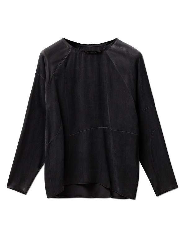 MM6 by Maison Margiela Womens Washed Satin Shirt - Black MM6 by Maison Margiela Womens Washed Satin Shirt - Black