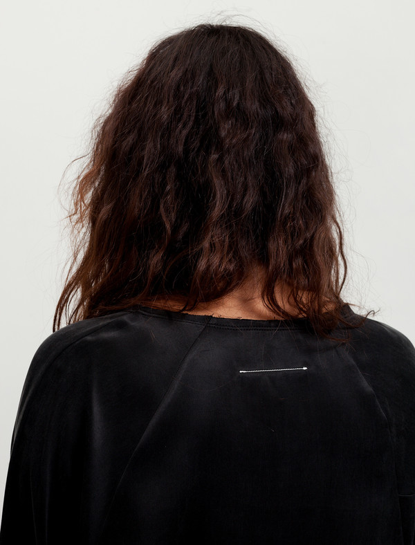 MM6 by Maison Margiela Womens Washed Satin Shirt - Black MM6 by Maison Margiela Womens Washed Satin Shirt - Black