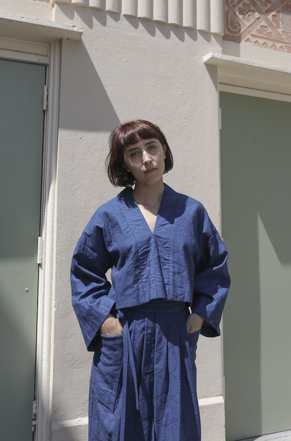 Horses Atelier Cropped V-Neck Pullover in Japanese Indigo Horses Atelier Cropped V-Neck Pullover in Japanese Indigo