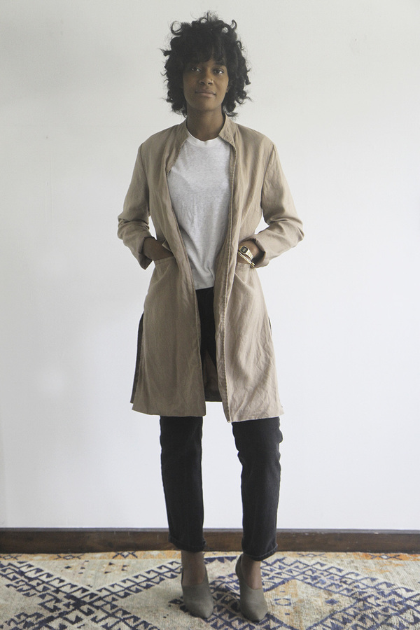 Rawson VintageBrown Linen Overcoat with Mandarin collar Rawson VintageBrown Linen Overcoat with Mandarin collar