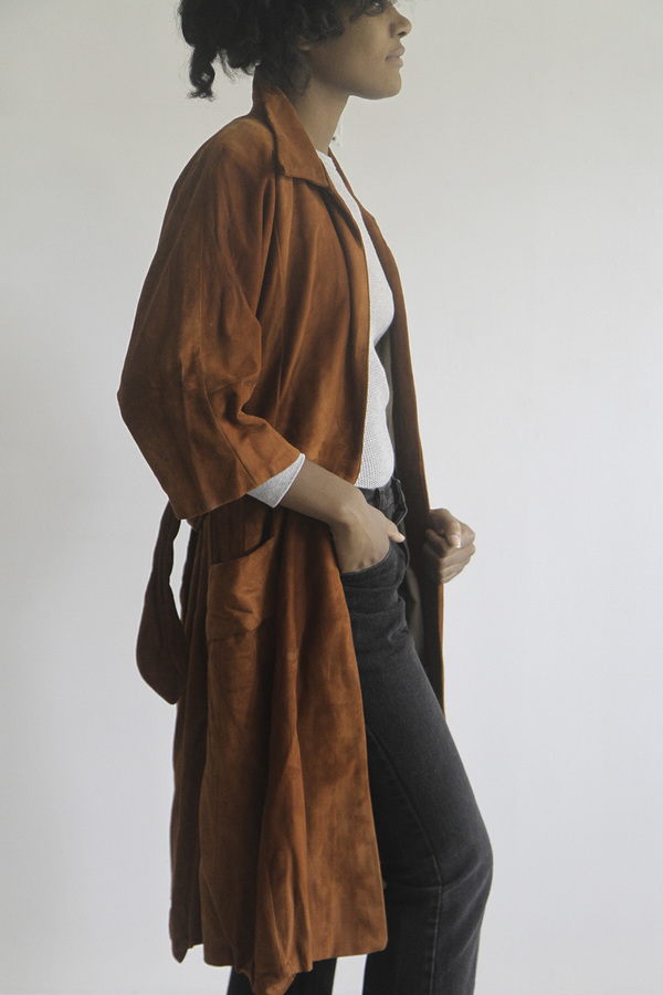 The Shudio Vintage Burnt Sienna Suede Trench Coat The Shudio Vintage Burnt Sienna Suede Trench Coat