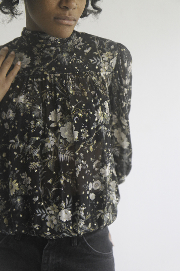 SomeLikeUs Vintage Donna Mizar Sheer Silk Floral Blouse SomeLikeUs Vintage Donna Mizar Sheer Silk Floral Blouse
