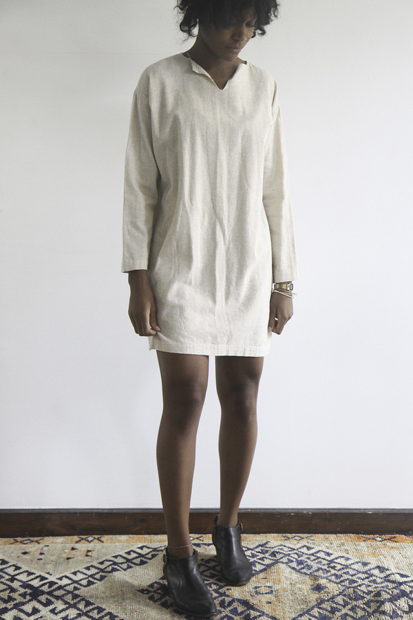 The Shudio Vintage Oatmeal Cotton Shift Dress The Shudio Vintage Oatmeal Cotton Shift Dress