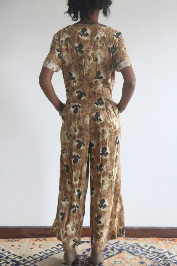 The Shudio Vintage Leaf Print Jumpsuit The Shudio Vintage Leaf Print Jumpsuit