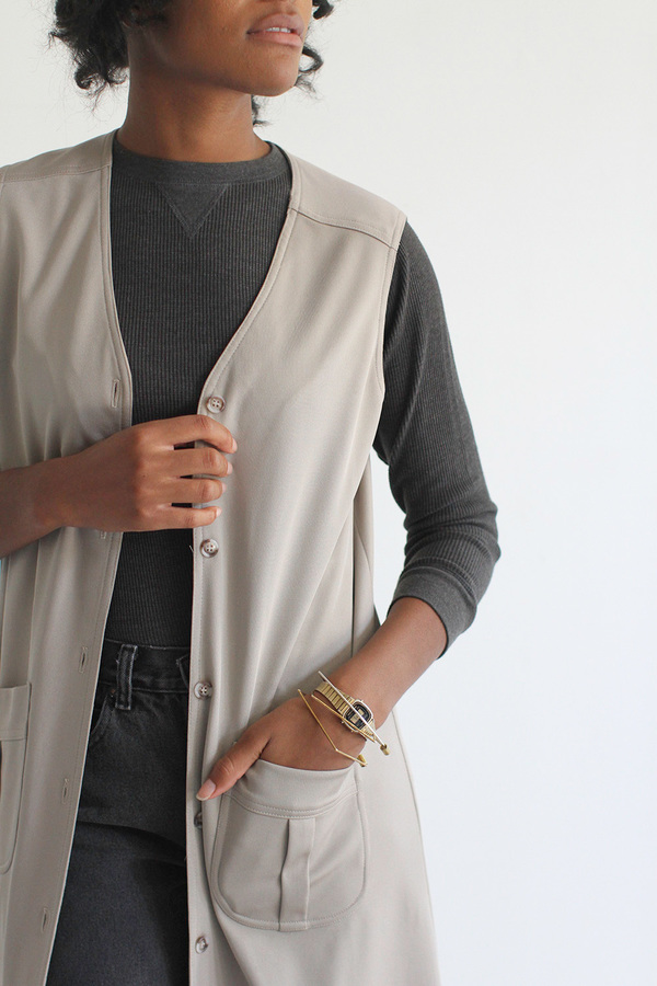 The Shudio Vintage Long Taupe Vest The Shudio Vintage Long Taupe Vest
